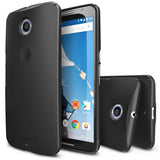 Google Nexus 6 Case | Slim - Matte black protective phone case shown from front, back, and side angles on a Nexus 6.