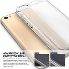 Mi 5 Case | Fusion - Clear protective phone case resting on a gold Mi 5 smartphone with comparison scratch-resistant inserts.