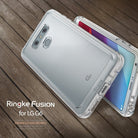 LG G6 Case | Fusion - Clear protective phone case on an LG G6, showing back camera, fingerprint sensor, and side buttons.