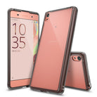 Xperia XA Case | Fusion - Rose gold Sony Xperia XA phone shown from front and back inside a clear protective bumper case.