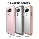 LG G5 Case | Fusion - Three LG G5 phone cases in clear, smoke black, and rose gold arranged side-by-side on a white background.
