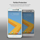 HTC 10 Screen Protector | Invisible Defender - HTC 10 Screen Protector - Two HTC 10 smartphones, one with a visible blue-outlined screen protector applied.