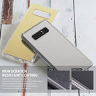 Galaxy Note 8 Case | Mirror - Two Galaxy Note 8 phones in clear mirror-finish cases resting on a white wooden surface.
