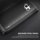 HTC 10 Case | Onyx - Black phone case with a brushed metal texture, Ringke logo, and camera cutout on a dark background.