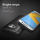 HTC 10 Case | Onyx - Black brushed metal texture phone case for HTC 10 shown from front and back angles.