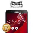 Zenfone 2 Screen Protector | Invisible Defender - Zenfone 2 Screen Protector - Invisible Defender film being applied to an Asus smartphone with a 3+1 pack warranty seal.