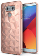 LG G6 Case | Air Prism - Rose gold phone case with a geometric, faceted back texture and a clear view of the front screen.