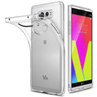 LG V20 Case | Air - A silver LG V20 phone with a clear, flexible protective case partially peeled off the back.