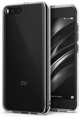 Mi 6 Case | Fusion - A clear protective case on a black Xiaomi Mi 6 smartphone showing both front and back views.