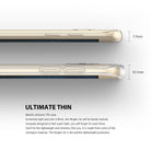 Galaxy S7 Edge Case | Air - Side-by-side comparison of a phone without and with a 0.8mm thin clear TPU case, showing thickness.