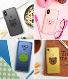 Magnetic Mount Metal Plate [Animal Edition] - Four smartphones featuring cat, pig, frog, and bear-shaped magnetic plates.