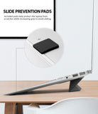 Laptop Stand - Close-up of a textured black anti-slip pad on a laptop stand to prevent scratching and sliding.