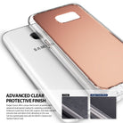 Galaxy S7 Case | Mirror - A rose gold mirror phone case resting on a white Samsung Galaxy S7 smartphone.