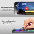 Galaxy S5 [INVISIBLE DEFENDER] 3+1 Pack Screen Protector - Comparison of screen clarity and easy-clean surface features.