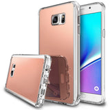 Galaxy Note 5 Case | Mirror - Rose gold mirrored phone case with clear bumper edges shown from multiple angles.