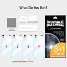 LG V10 Screen Protector | Invisible Defender - LG V10 Screen Protector - Four screen protectors, cleaning cloth, squeegee, dust stickers, and retail packaging box.