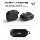 AirPods 3 Case | Onyx - Black protective AirPods 3 case with a flat base and X-pattern texture to prevent scratches.