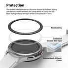 Galaxy Watch 4 Classic 42mm | Bezel Styling - Galaxy Watch 4 Classic 42mm | Bezel styling ring hovering above a watch with a double-sided adhesive layer in between.