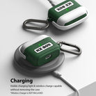 AirPods 3 Silicone Case | Ice Box - Two green and white silicone AirPods cases with carabiners resting on a wireless charger.