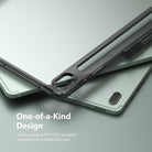 Galaxy Tab S7 FE Case | Fusion - A transparent protective case on a light green tablet with a stylus holder and camera cutout.