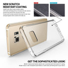 Galaxy Note 5 Case | Fusion - Clear protective phone case shown next to a gold smartphone, highlighting scratch resistance.