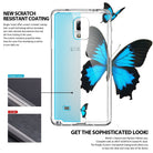 Galaxy Note 4 Case | Fusion - Transparent phone case showing a blue butterfly design with scratch-resistant coating details.