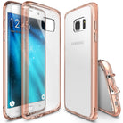 Galaxy S7 Edge Case | Fusion - Rose gold clear protective phone case shown from front, back, and side angles.