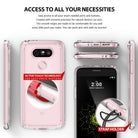 LG G5 Case | Fusion - Clear protective case for LG G5 showing button cutouts, strap holder, and active touch technology.