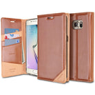 Galaxy S6 Edge [DISCOVER] - Brown - Brown leather wallet case for Galaxy S6 Edge with card slots and cash pocket.