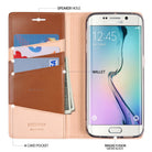Galaxy S6 Edge [DISCOVER] - Brown - Brown leather wallet case for Samsung Galaxy S6 Edge with card slots and cash pocket.
