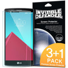 LG G4 Screen Protector | Invisible Defender - LG G4 Screen Protector - Invisible Defender 3+1 pack with a clear film overlaying an LG G4 smartphone.