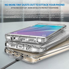 Galaxy Note 5 Case | Fusion - Stacked phones in clear cases with integrated port dust covers and a charging cable.
