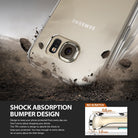 Galaxy S6 Edge [FUSION] - Smoke Black - Clear phone case on a dusty surface with shock absorption and scratch protection details.