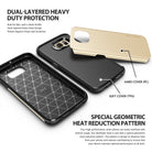 Galaxy S6 Case | Max - Dual-layered phone case with a gold hard shell and black TPU interior featuring a geometric heat-reduction pattern.