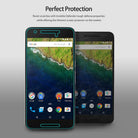 Google Nexus 6P Screen Protector | Film - Two smartphones side-by-side, one with a thin screen protector film applied.