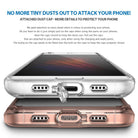 Mi 5 Case | Fusion - Two phones in clear and rose gold cases showing integrated dust caps for charging and audio ports.