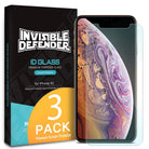 iPhone XS Screen Protector | Invisible Defender Glass - A 3-pack of tempered glass screen protectors for iPhone XS.