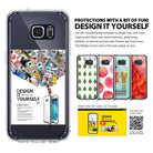 Galaxy S7 Edge Case | Fusion - Clear phone case showing DIY customization options with various inserts and a QR code.