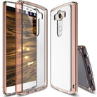 LG V10 Case | Fusion - Rose gold clear protective phone case shown from front, back, and side angles.