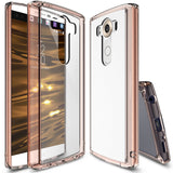 LG V10 Case | Fusion - Rose gold clear protective phone case shown from front, back, and side angles.