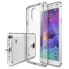 Galaxy Note 4 Case | Fusion - Clear protective phone case shown from front and back angles on a white Samsung Galaxy Note 4.