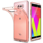 LG V20 Case | Air - A clear, flexible phone case partially peeled away from a pink LG V20 smartphone showing the screen.