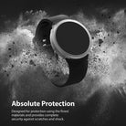 Galaxy Watch 4 (44mm) Case | Air Sports - Black smartwatch with a clear protective case amidst a dynamic dust explosion.