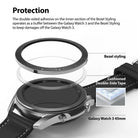 Galaxy Watch 3 (45mm) | Bezel Styling - Exploded view showing bezel ring, adhesive layer, and watch face with inset tape detail.