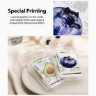 iPhone 12 / 12 Pro Case | Fusion Design Fruit - Two clear phone cases featuring avocado and blueberry nutrition label art.