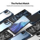 Mi 11 Case | Fusion-X - Multiple Mi 11 phones in clear and camo Fusion-X cases arranged on a white background.