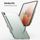 Galaxy Tab S7 FE Case | Fusion - Clear protective case on a tablet with precise cutouts and an S Pen holder.