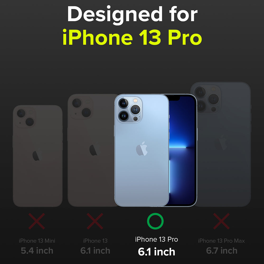 iPhone 13 Pro Case | DX - Comparison chart showing iPhone 13 Pro is the only compatible model among the 13 series.