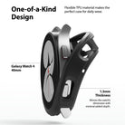 Galaxy Watch 4 (40mm) Case | Air Sports - A black TPU protective case being fitted onto a silver Galaxy Watch 4.