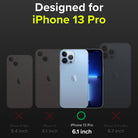 iPhone 13 Pro Case | DX - Comparison chart highlighting the iPhone 13 Pro as the only compatible model among the 13 series.